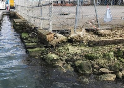 Example of the very low level and poor condition of the current quay walls