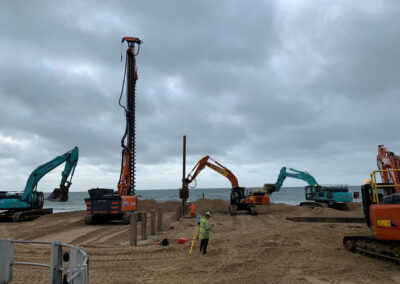 A total of 58 piles have been installed for the 2 new groynes at East Cliff